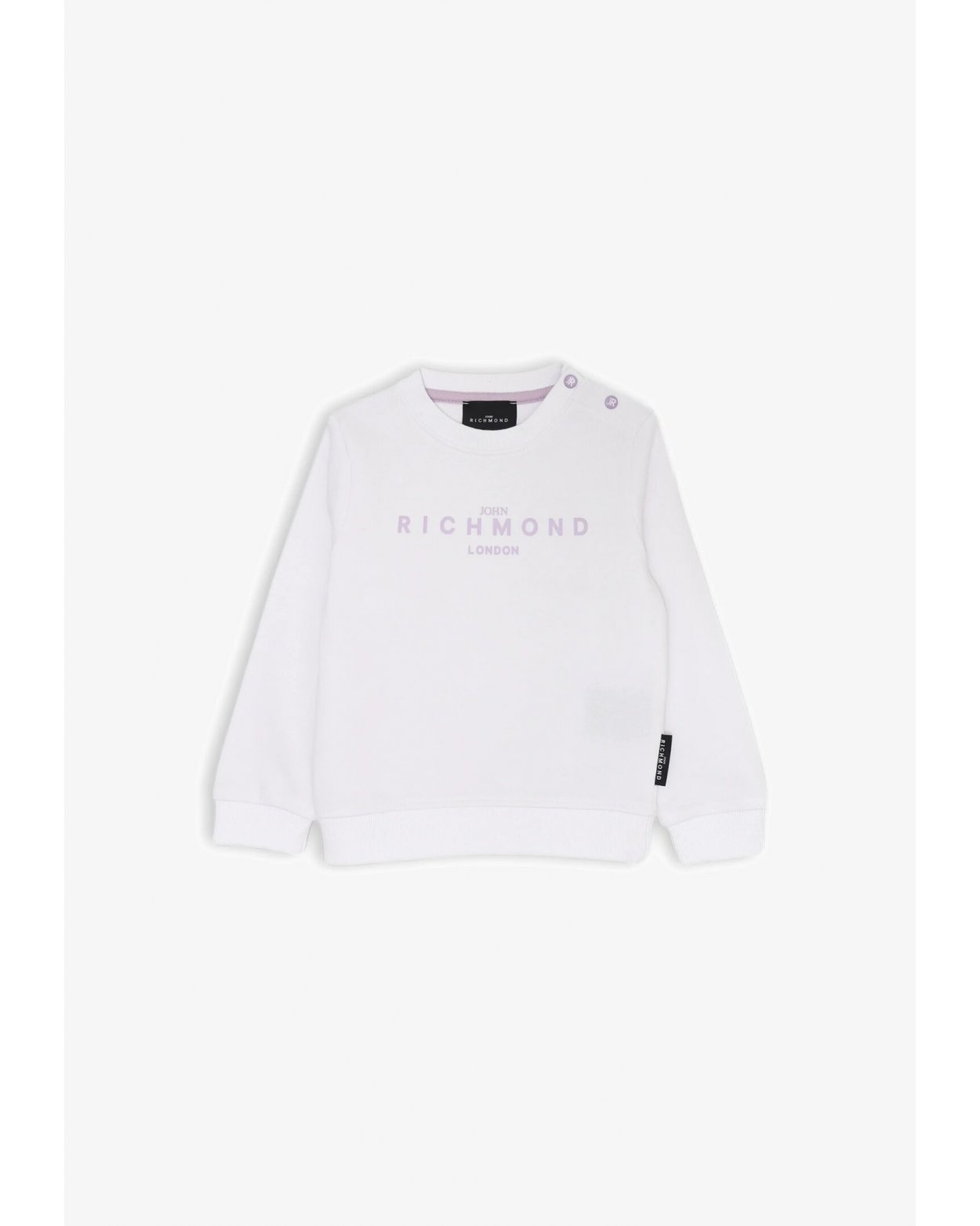John Richmond Felpa Neonata Off White 3-36 mesi Logo Rosa