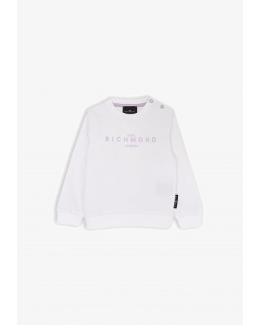 John Richmond Felpa Neonata Off White 3-36 mesi Logo Rosa