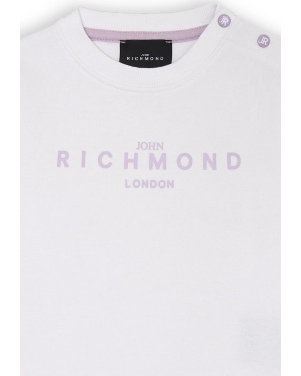 John Richmond Felpa Neonata Off White 3-36 mesi Logo Rosa