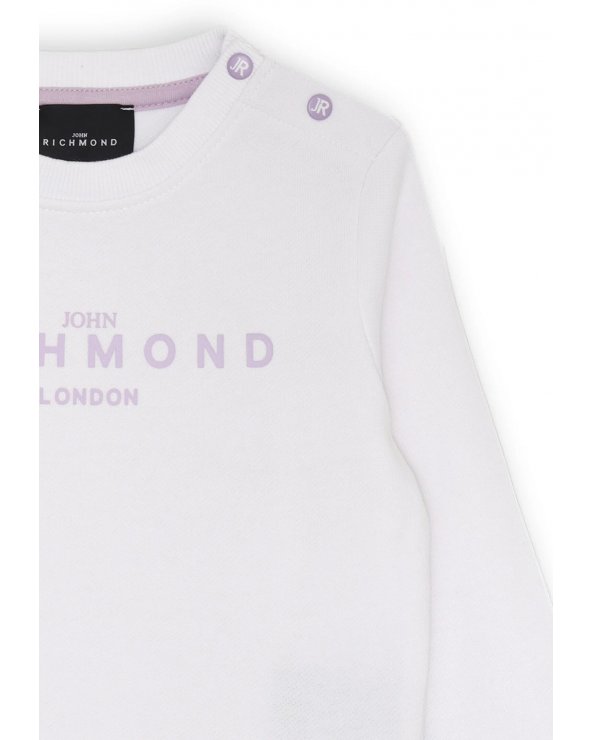 John Richmond Felpa Neonata Off White 3-36 mesi Logo Rosa