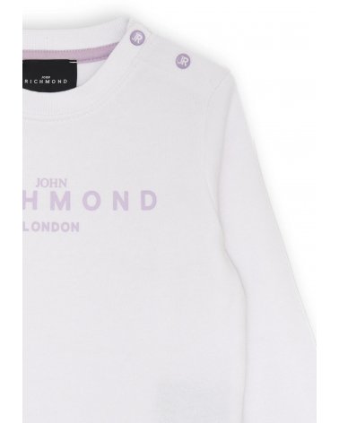 John Richmond Felpa Neonata Off White 3-36 mesi Logo Rosa