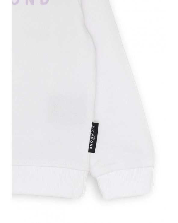 John Richmond Felpa Neonata Off White 3-36 mesi Logo Rosa