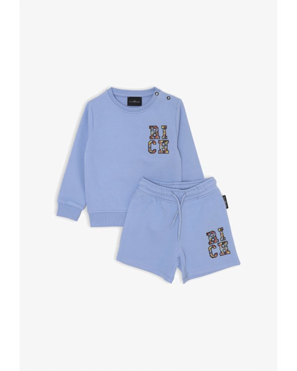 John Richmond Completo Felpa e Bermuda Neonato Light Blue 3-36 mesi Stampa Logo