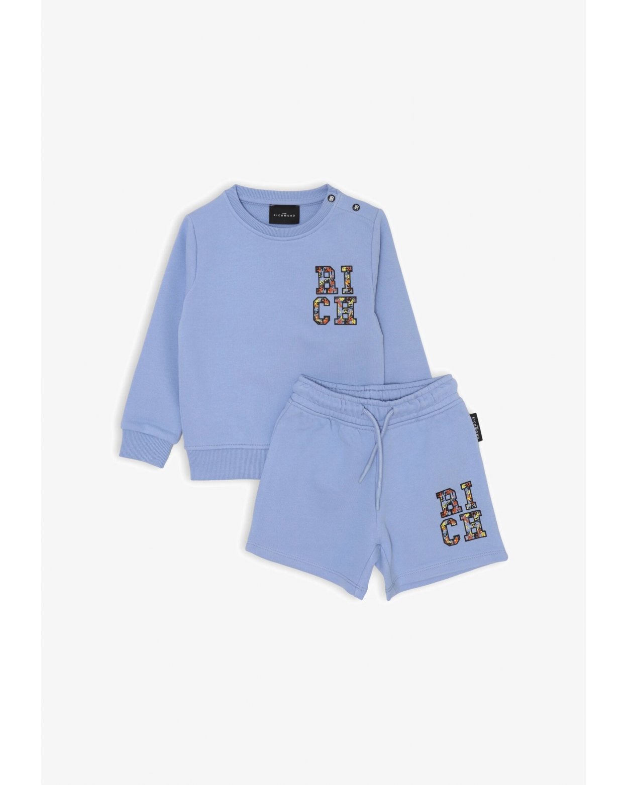 John Richmond Completo Felpa e Bermuda Neonato Light Blue 3-36 mesi Stampa Logo