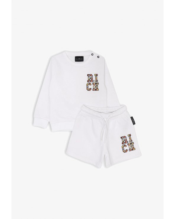 John Richmond Completo Felpa e Bermuda Neonato Off White 3-36 mesi Stampa Logo