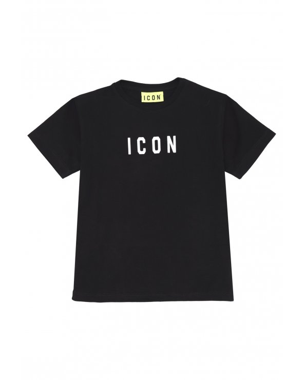 ICON tshirt bambino nera 12 mesi 4 anni cotone stampa bianca