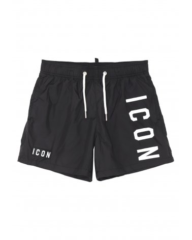 ICON costume bambino nero 8 16 anni logo bianco verticale estate