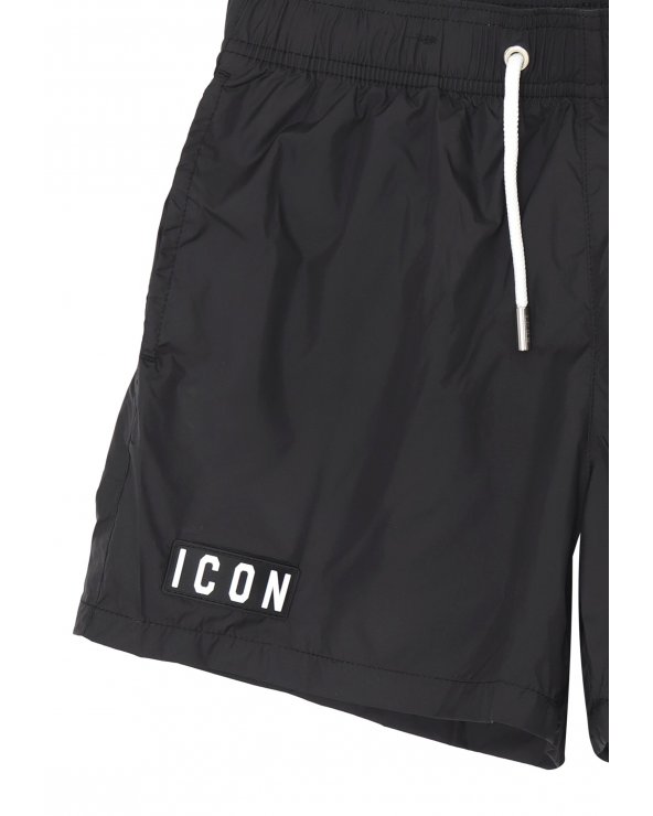 ICON costume bambino nero 8 16 anni logo bianco verticale estate