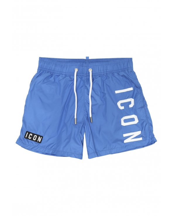 ICON costume bambino azzurro 8 16 anni stampa verticale bianca estate