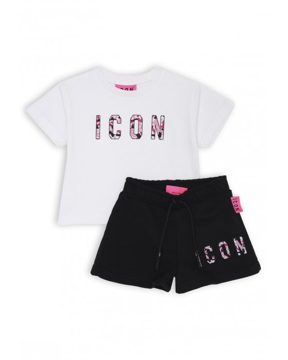 ICON completo bambina bianco nero 12 mesi 4 anni stampa mimetica