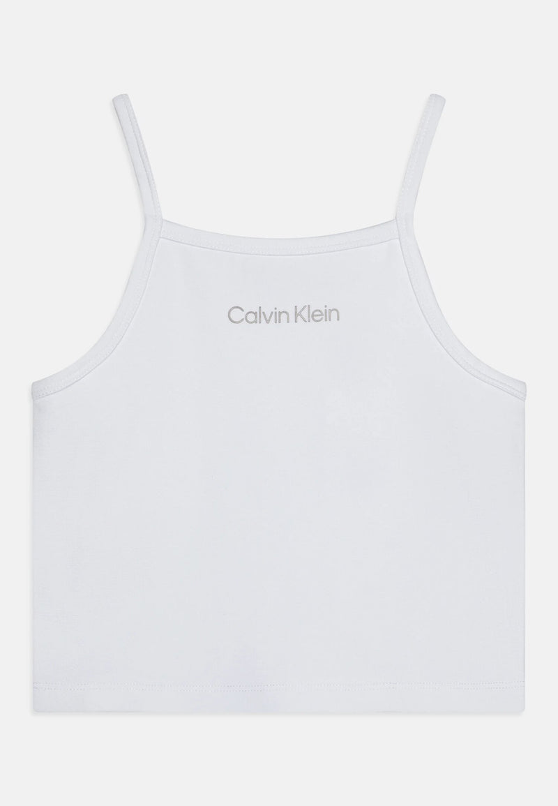 Top corto Calvin Klein bianco per bambina - Primavera Estate 25 - BIANCO | CammarataMode
