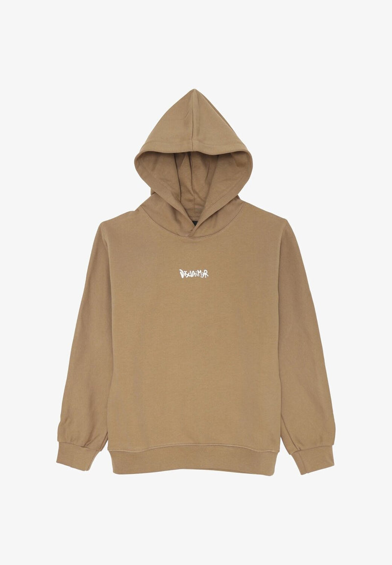 Disclaimer felpa con cappuccio bambino marrone cotone inverno logo bianco - MARRONE | CammarataMode