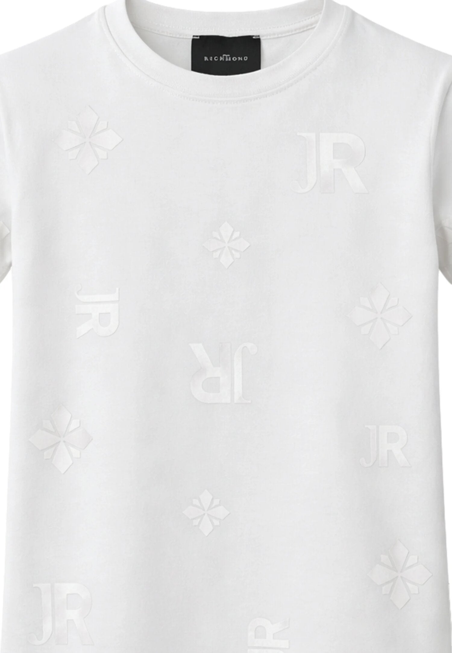 John Richmond Tshirt Bianca Logo All Over Tono Su Tono Bambino RBP26041TS_
