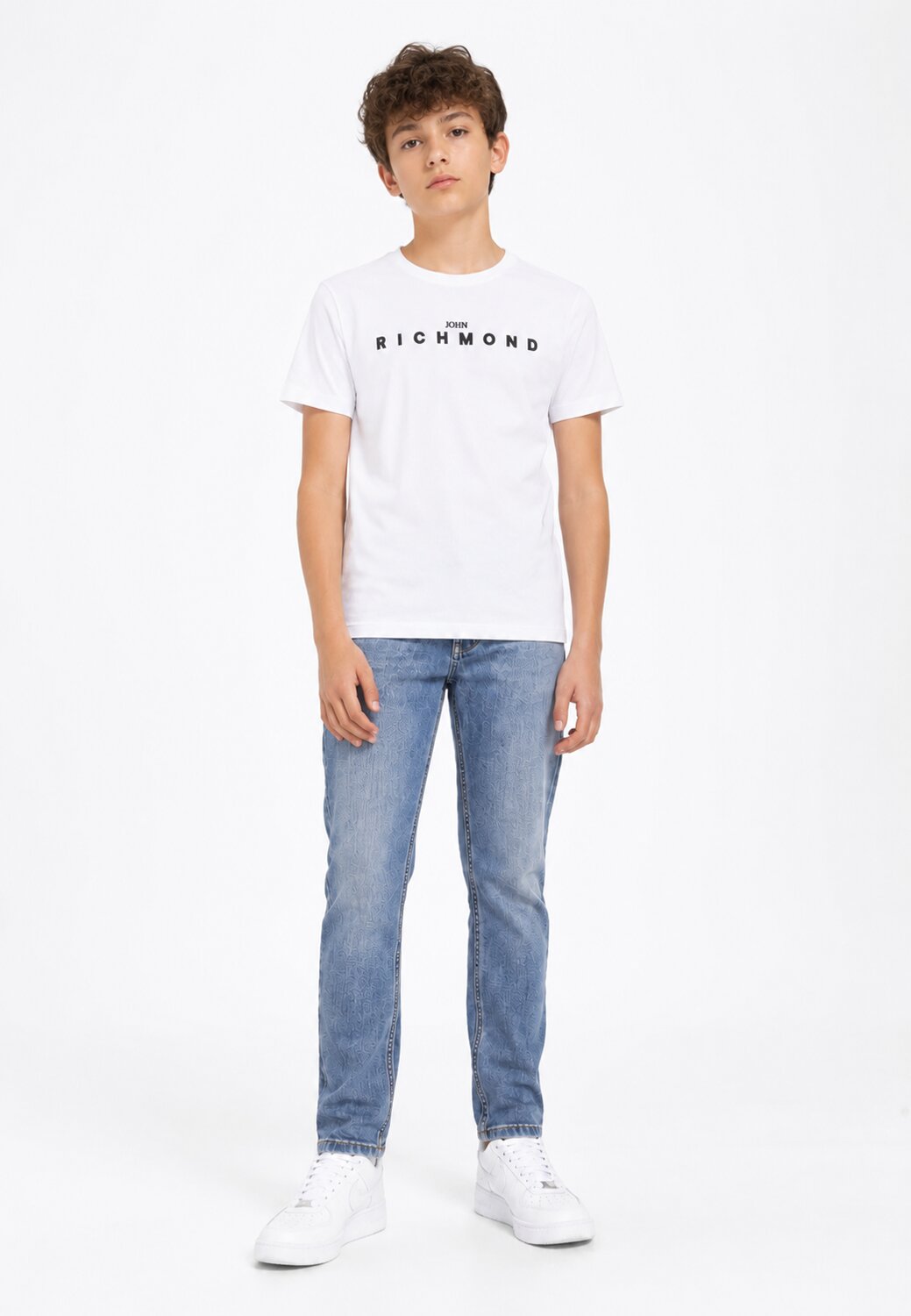 John Richmond Tshirt Bianca con Logo Centrale Nero Bambino RBP26008TS_