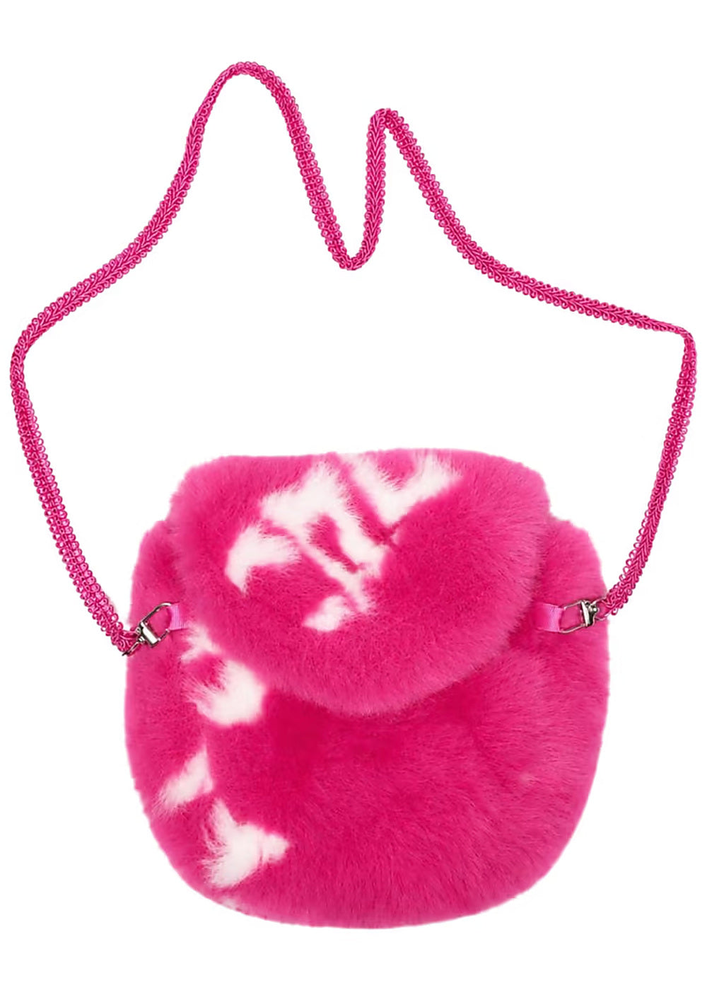 GCDS Borsa Fucsia Bambina Effetto Pelliccia Logo All Over AI26C2GJQW997E204