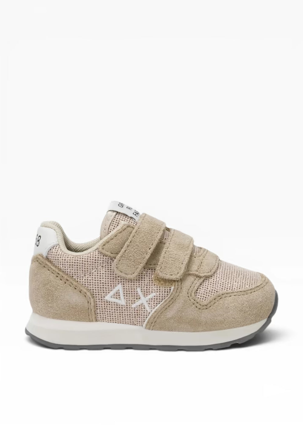 SUN68 Sneakers Beige Bambina con Glitter e Doppio Strappo Z46404B