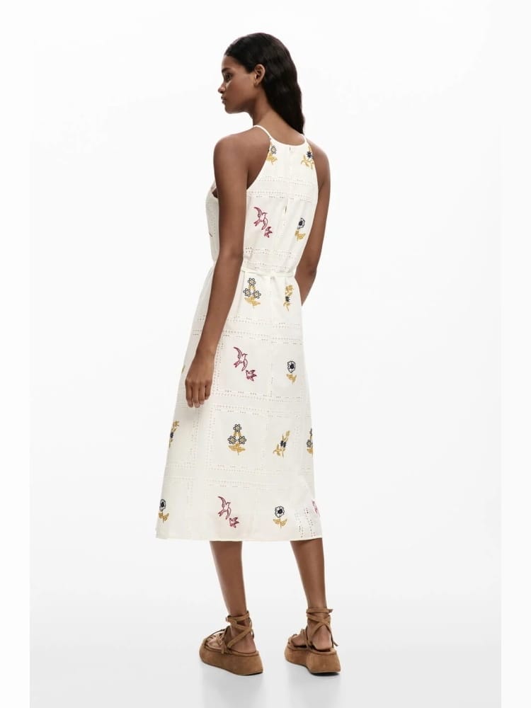 Desigual abito bohi bianco con ricami vari