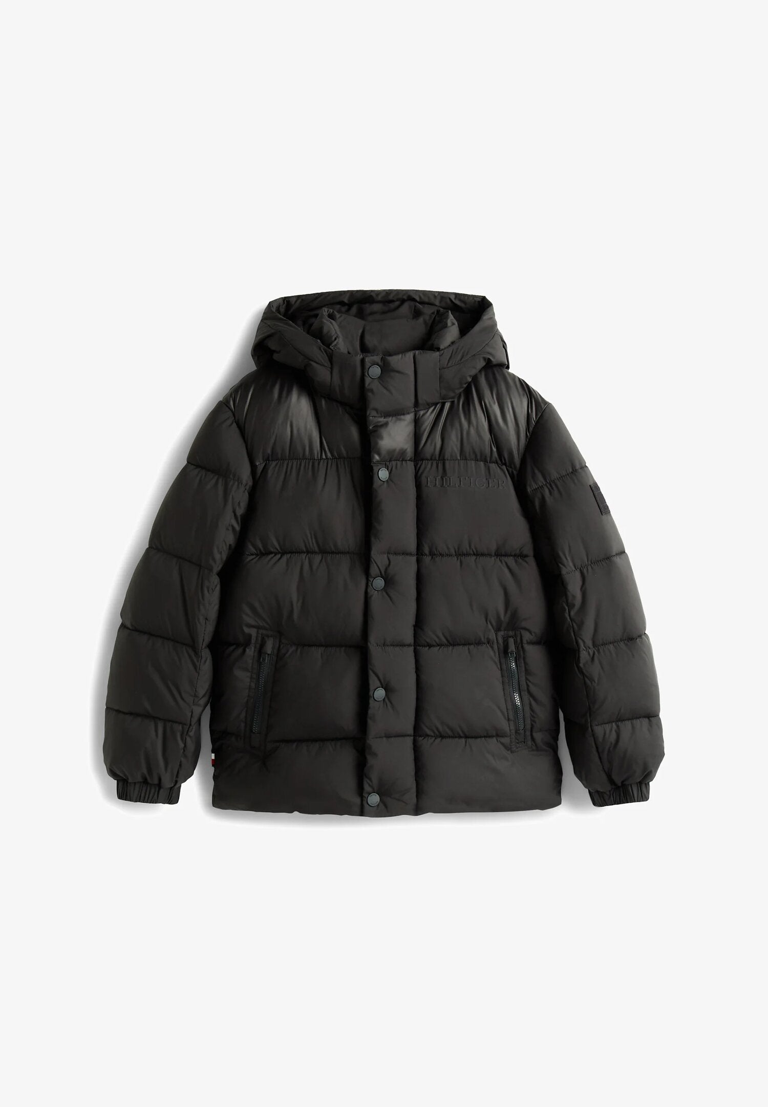 Tommy Hilfiger Giubotto Nero Bambino In Poliestere Con Cappuccio Casual AI25