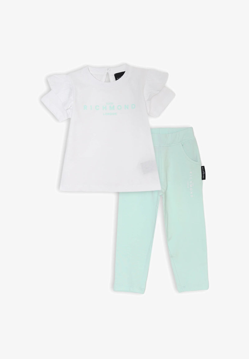 Completo neonata maglia e leggings dritti bianco verde acqua John Richmond - VERDE ACQUA | CammarataMode