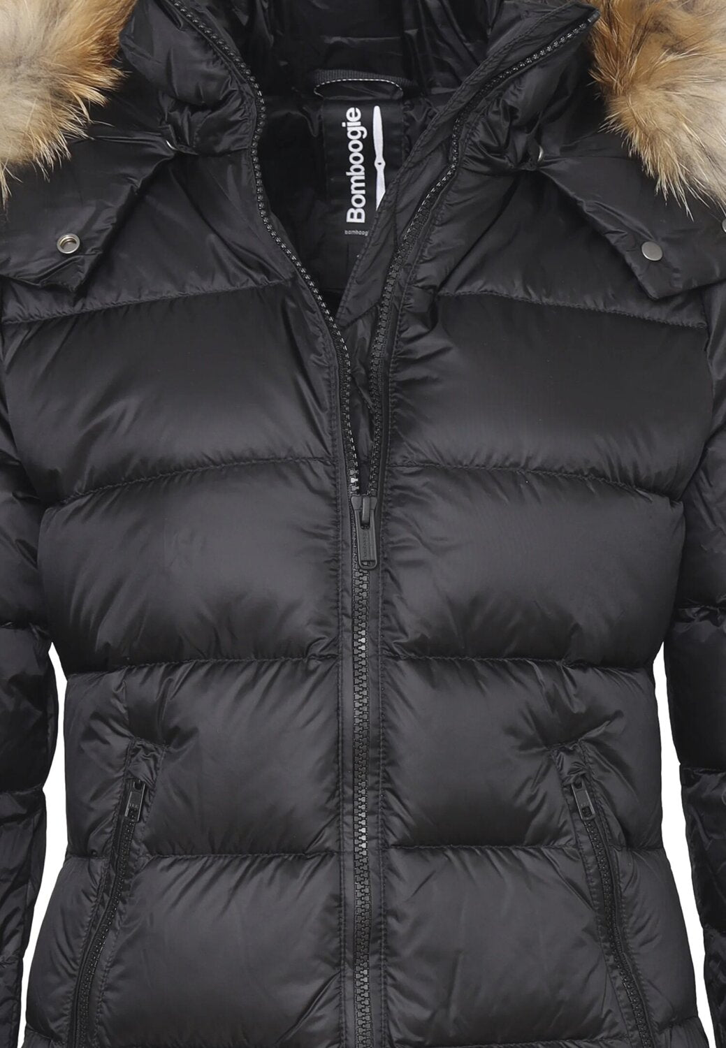 Bomboogie Giubotto Nero Bambina In Nylon Con Pelliccia Elegante AI25