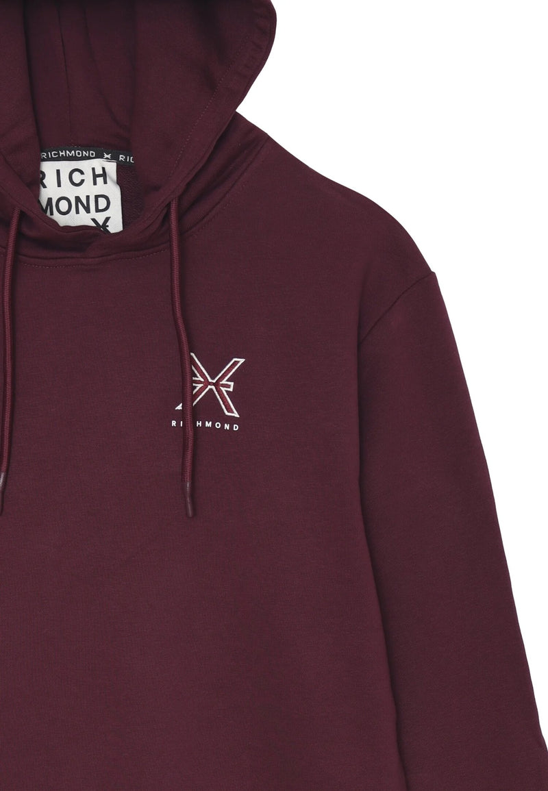 John Richmond felpa uomo berry con cappuccio in cotone logo ricamato - BORDÒ | CammarataMode