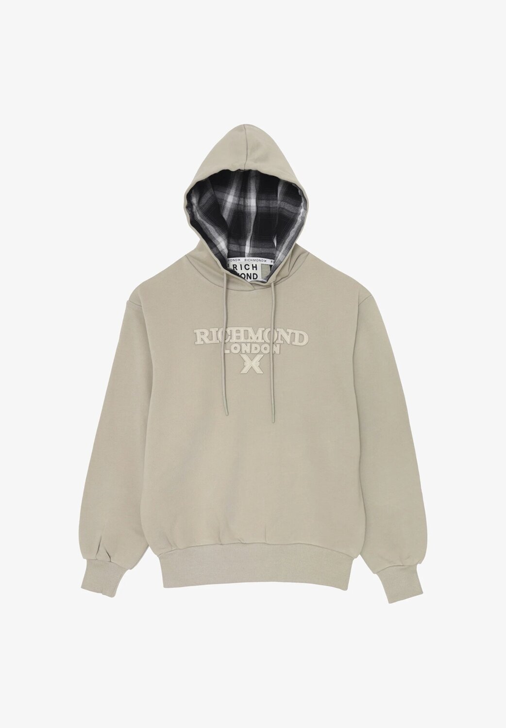 John Richmond felpa uomo beige con cappuccio logo cotone