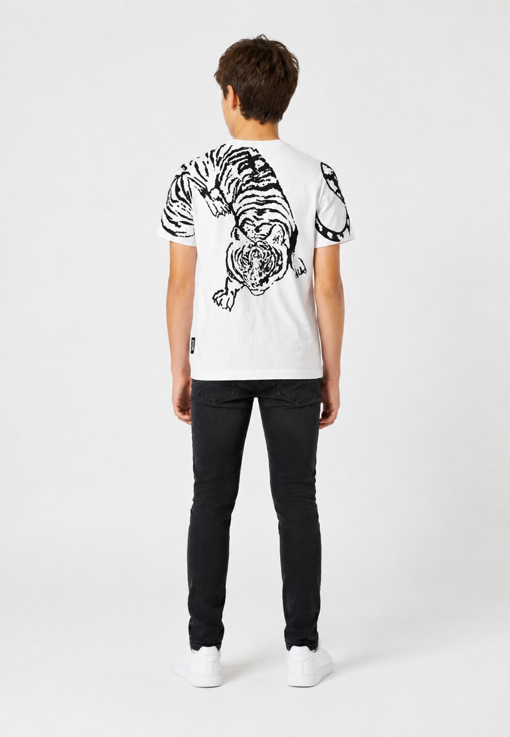 Just Cavalli t-Shirt Bianca Stampa Tigre In Nero Bambino JBP26161TS_
