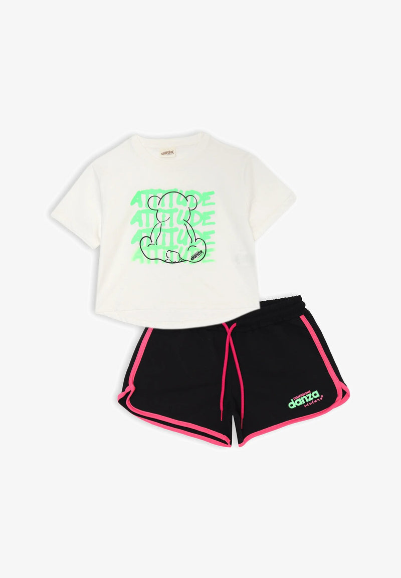 Complete Size Dance Girl Black and White with Fluorescent Details - CREAM | CammarataMode