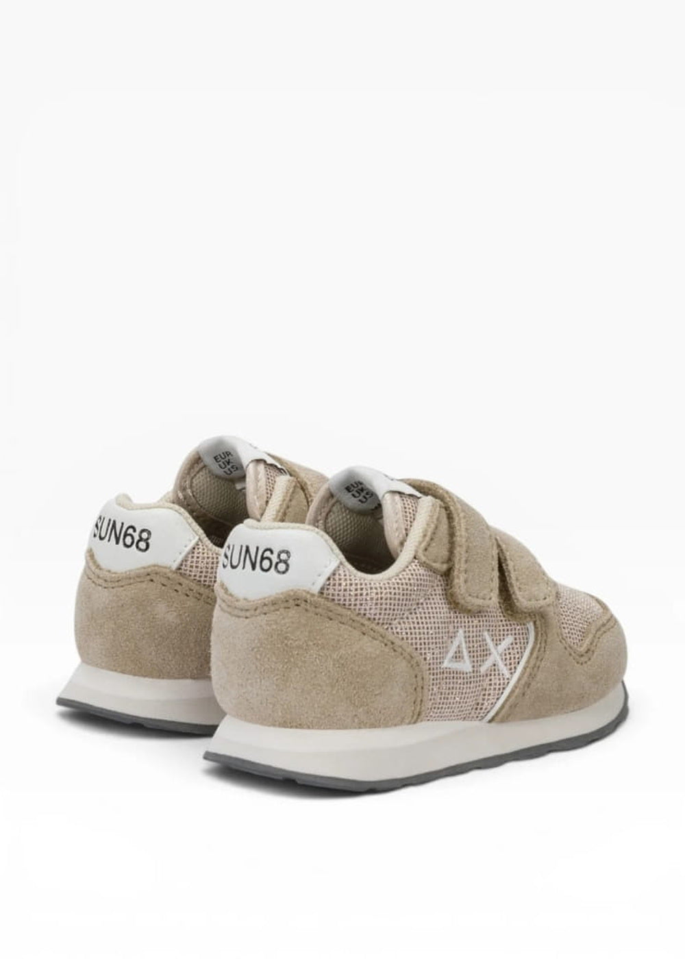 SUN68 Sneakers Beige Bambina con Glitter e Doppio Strappo Z46404B