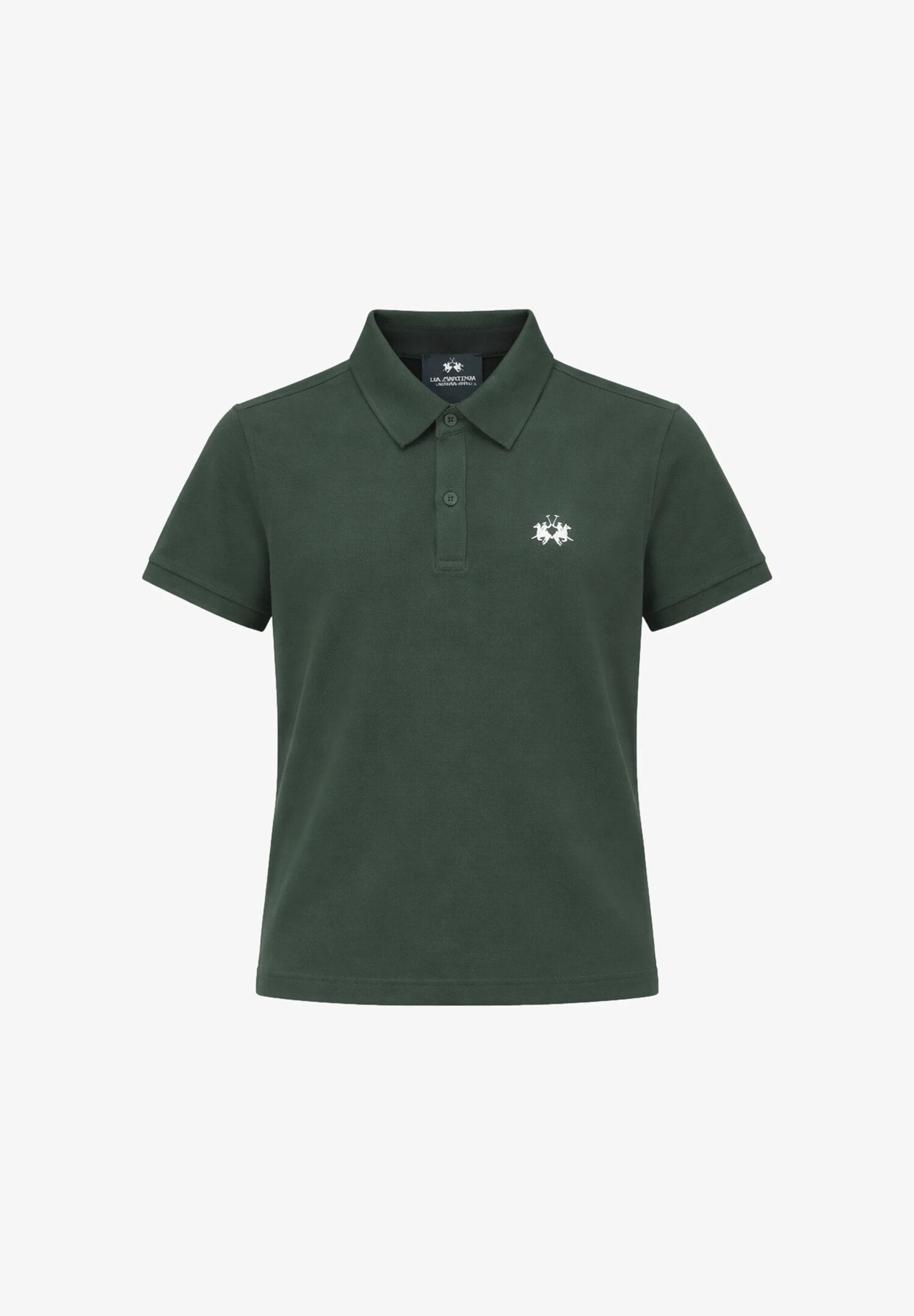 La Martina Polo Verde Scuro Con Logo Piccolo Bambino MAB0016_