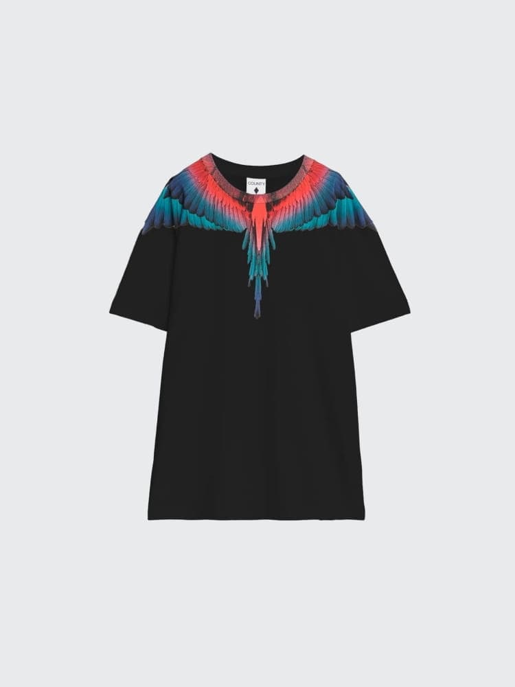 County Of Milan marcelo burlon t-shirt uomo in jersey nero con stampa ali Uomo