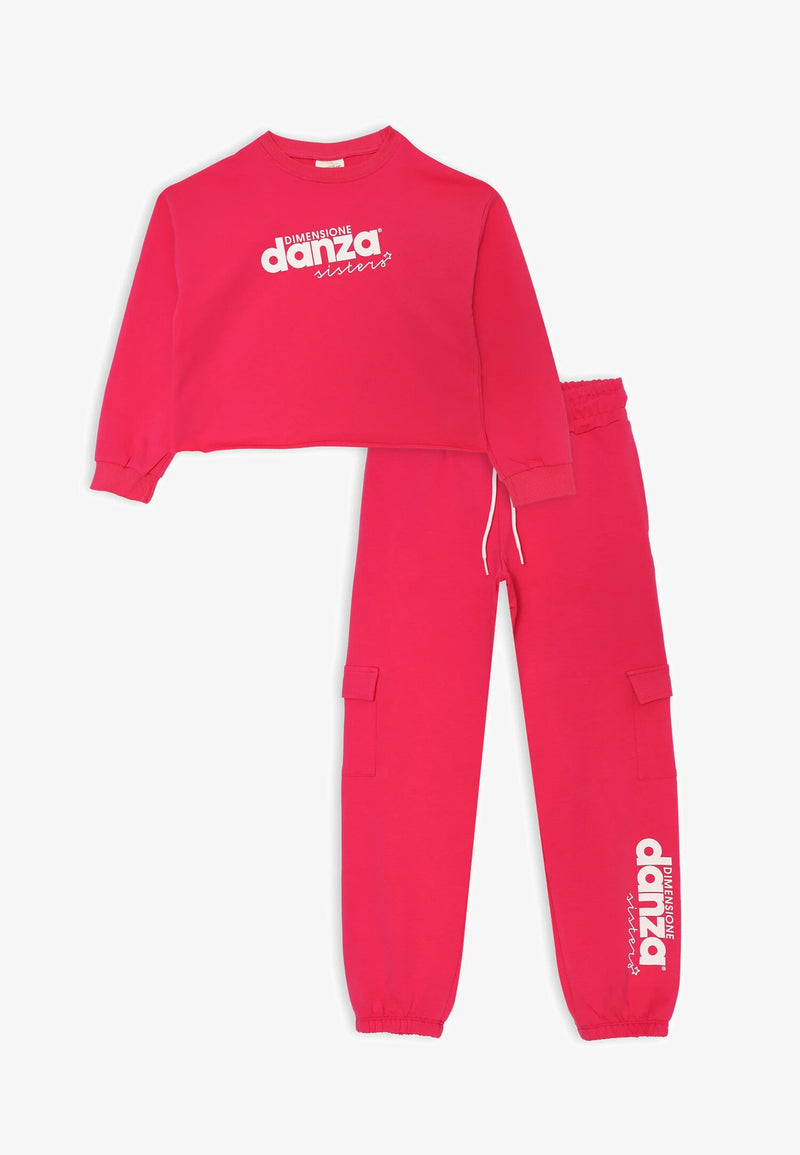 Fuchsia complete Dimensione Danza girl's crop sweatshirt and cargo pants - FUCHSIA | CammarataMode