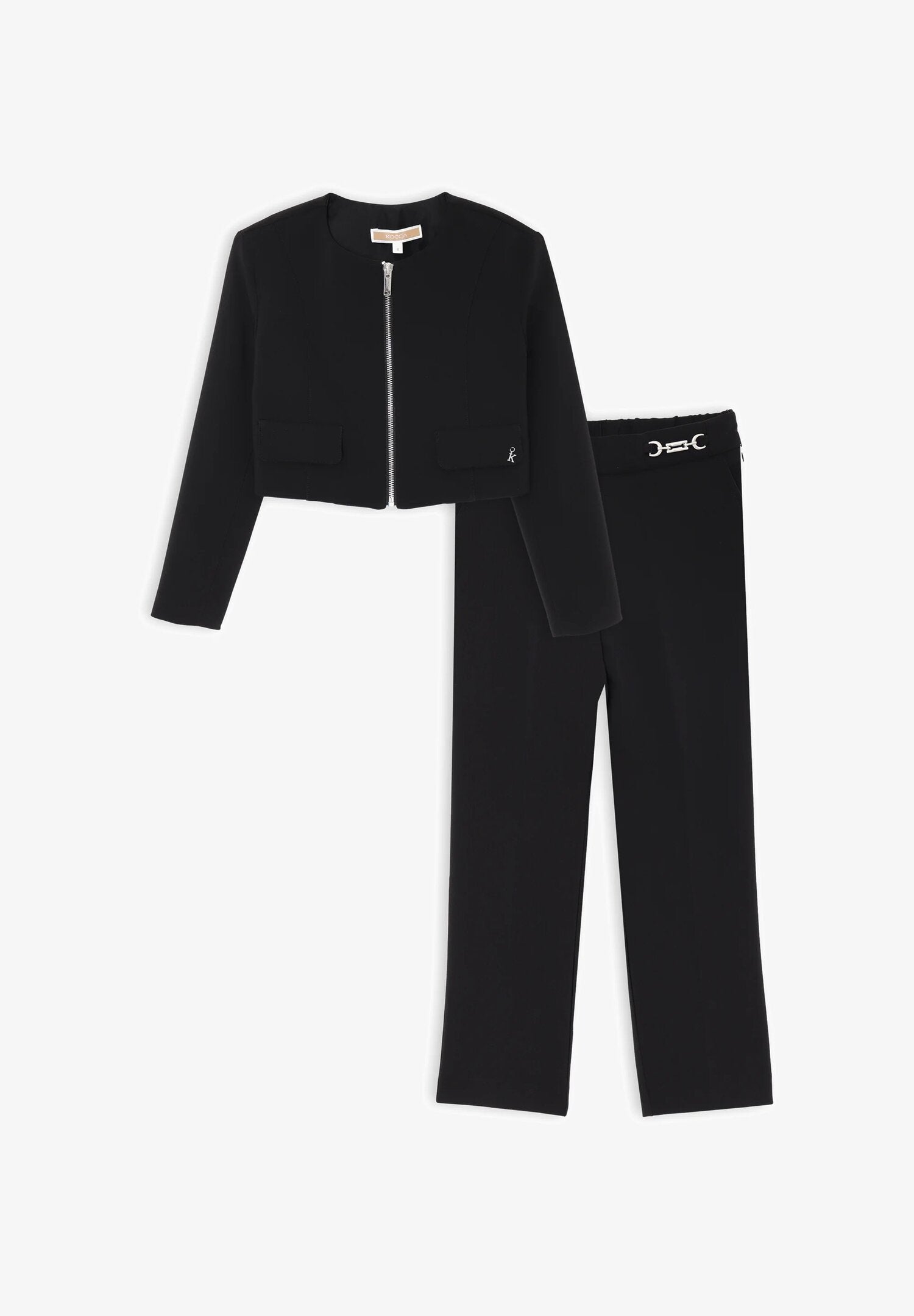 Completo Kocca nero bambina giacca zip e pantaloni eleganti