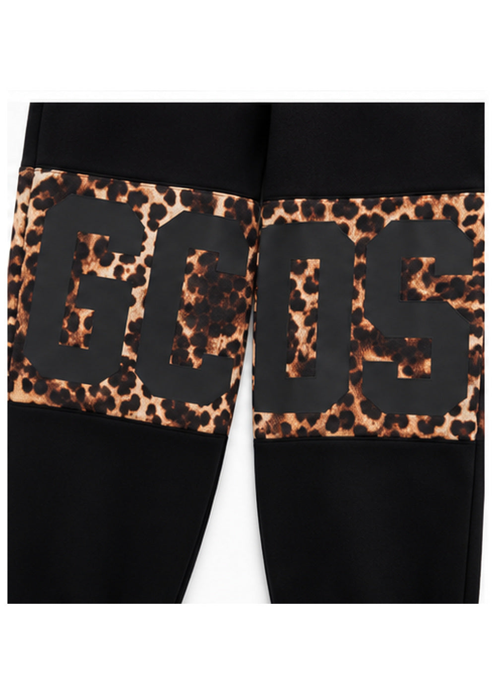 GCDS Pantaloni Neri Animalier Bambina in Cotone con Maxi Logo AI26Z0GJQI588F005 dettaglio logo
