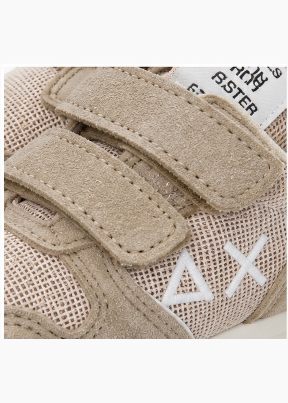 SUN68 Sneakers Beige Bambina con Glitter e Doppio Strappo Z46404B dettaglio tessuto