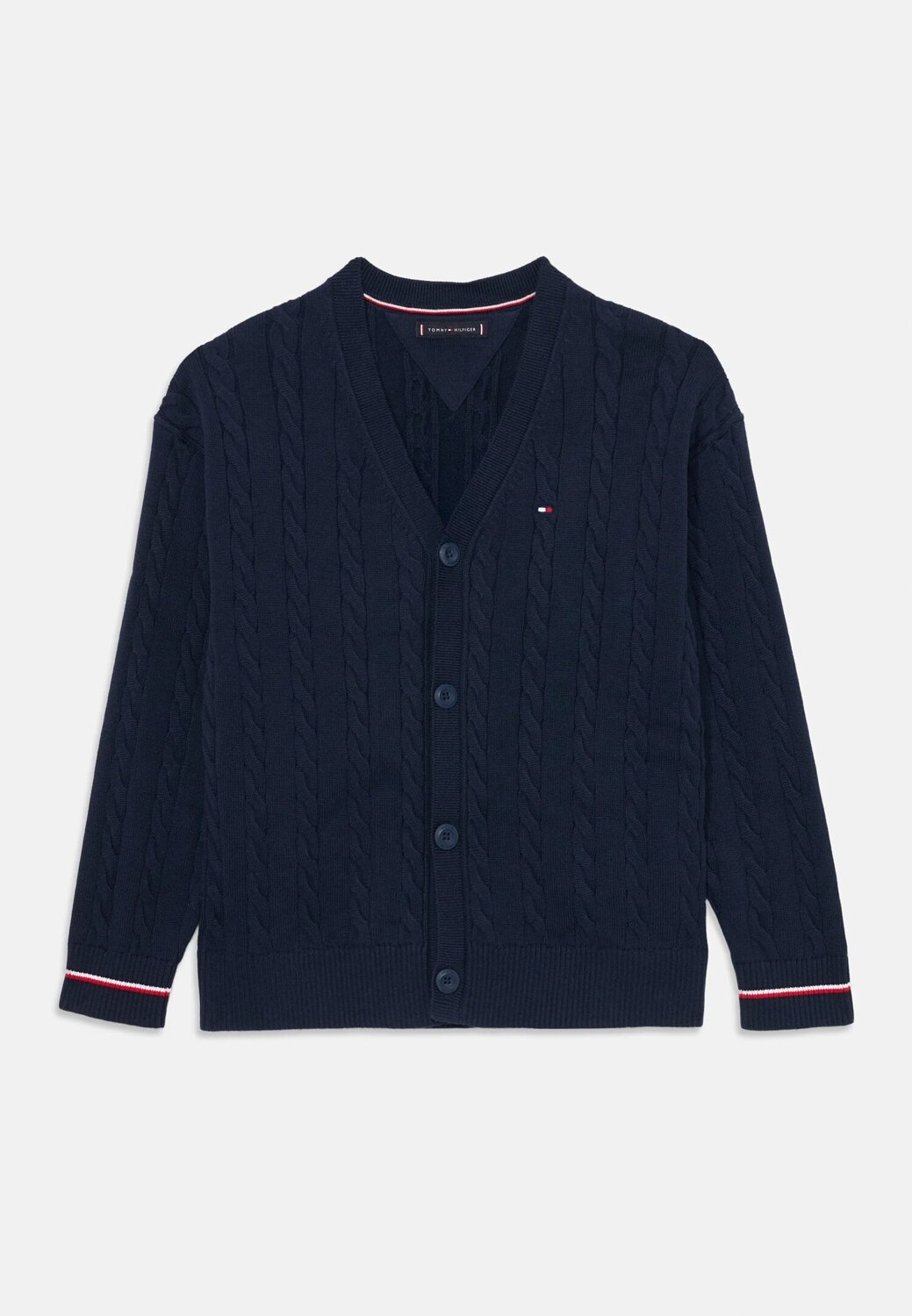 Tommy Hilfiger Cardigan Neonato Cable Global - Blu Navy