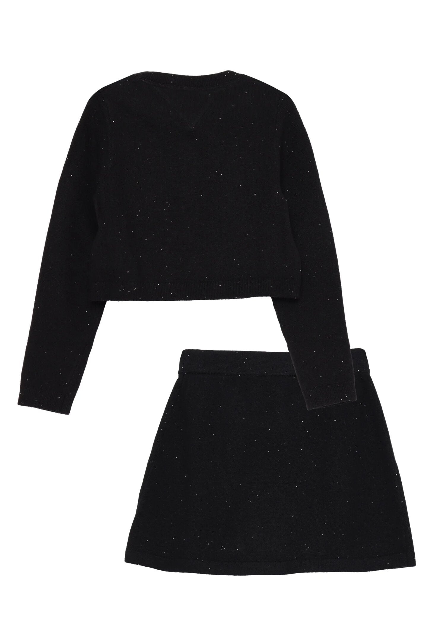 Tommy Hilfiger Completo Nero Bambina In Lana Con Bottoni Elegante AI25