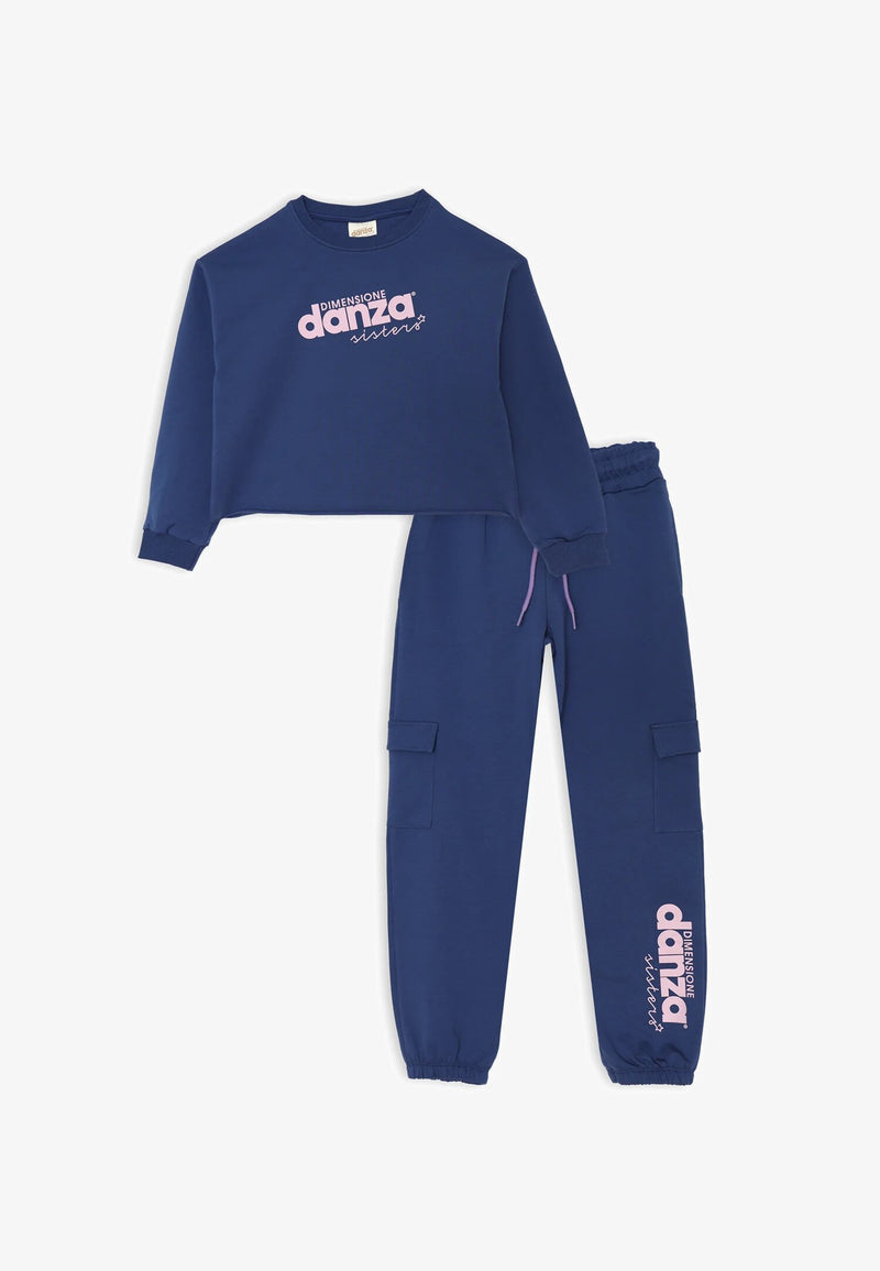 Completo Dimensione Danza blu con logo rosa per bambina primavera estate 2025 - BLU | CammarataMode