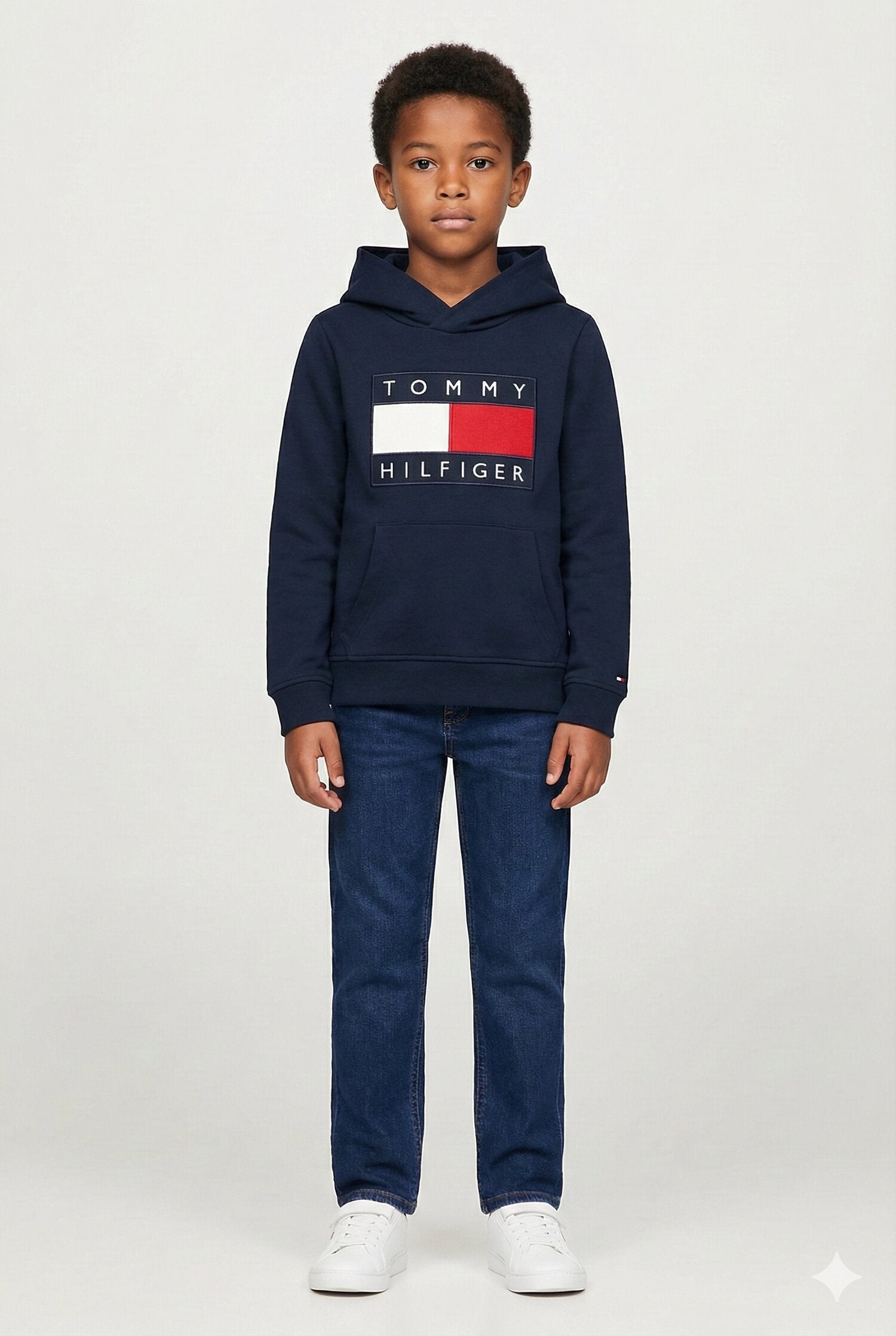 Tommy Hilfiger Felpa Blu Bambino Con Cappuccio Quotidiano In Cotone KS0KS0070