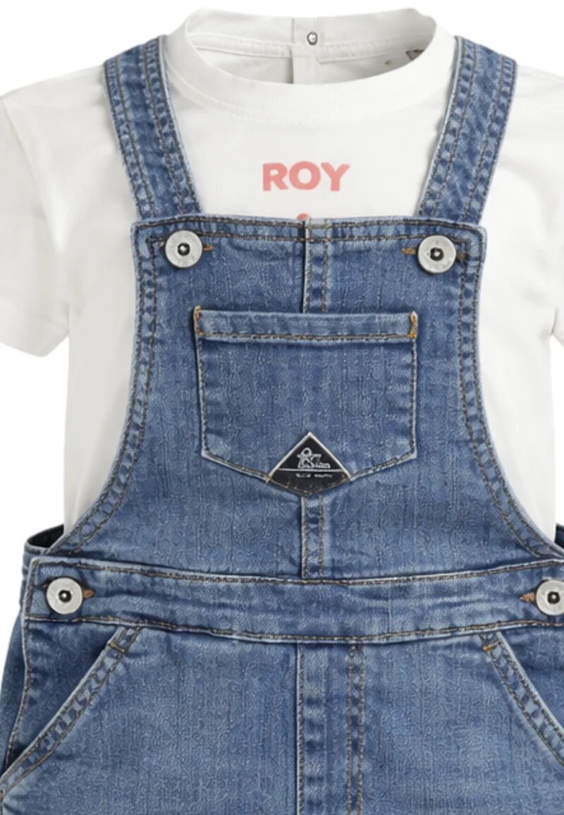 Roy Roger's Completo Bianco Neonata Maniche Corte Quotidiano In Denim RG201/K