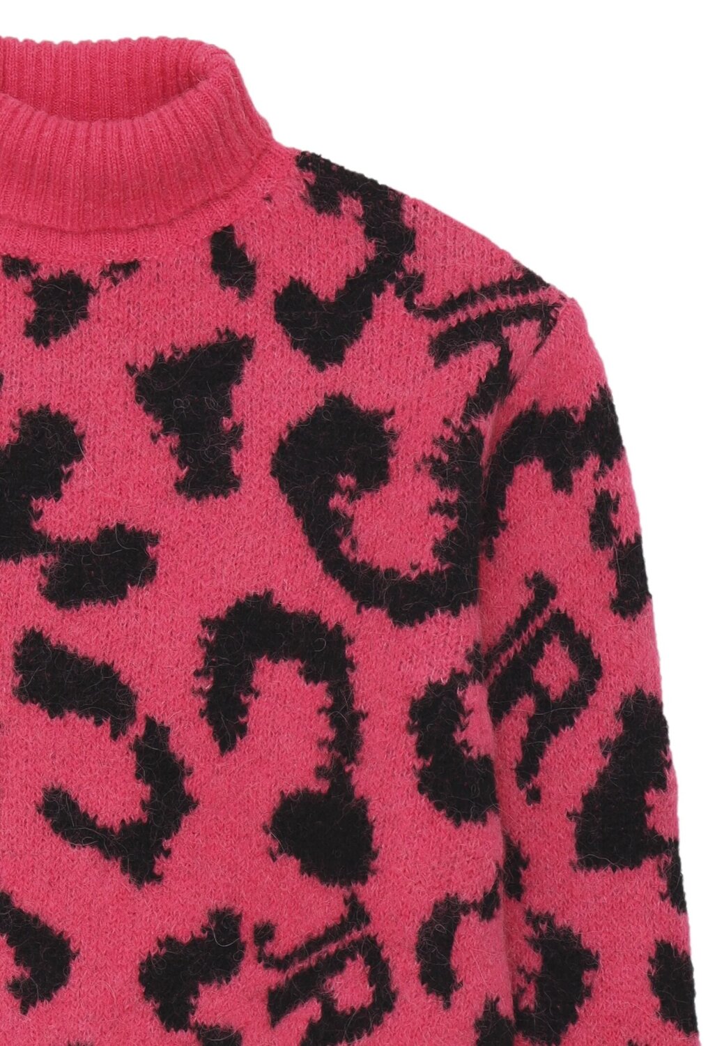 John Richmond Maglione Bambina Rosa Animalier – Lana e Alpaca con Logo JR