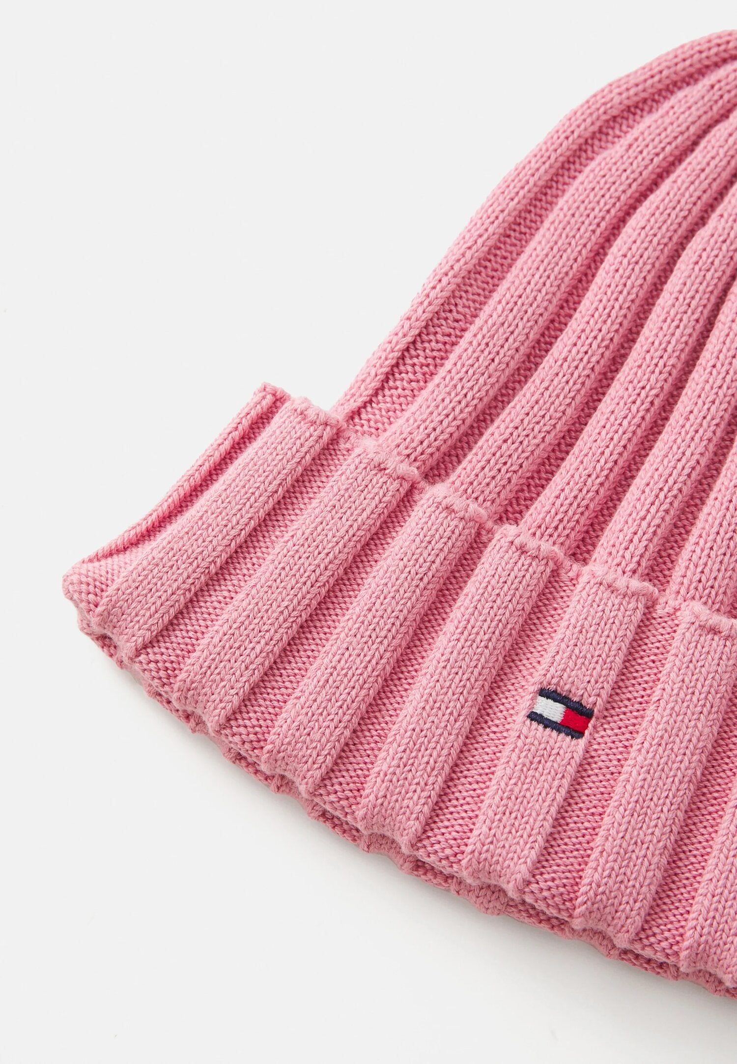 Tommy Hilfiger Cappello Rosa Bambina a Coste In Cotone Cuffia Quotidiano AI25