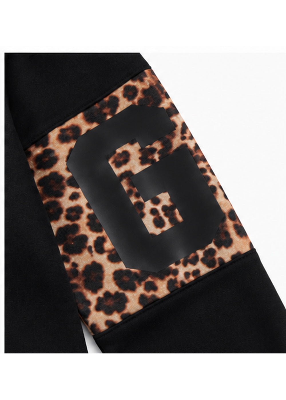 GCDS Felpa Nera Animalier Bambina in Cotone Maxi Logo AI26Z0GJQE584F005 dettaglio tessuto