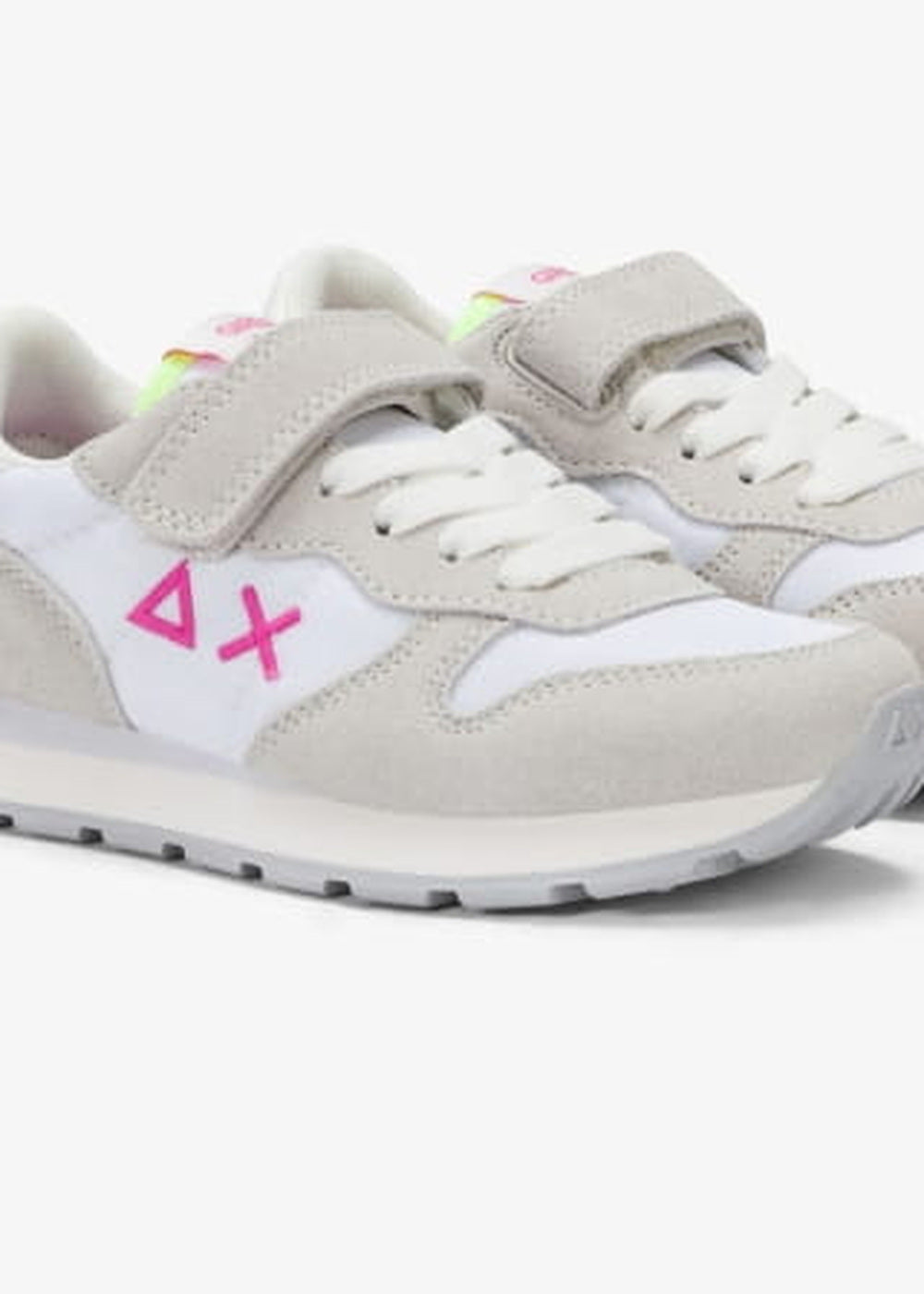 SUN68 Ally Solid Sneakers Bianche Fuxia Bambina con Strappo Z36401K dettaglio tessuto