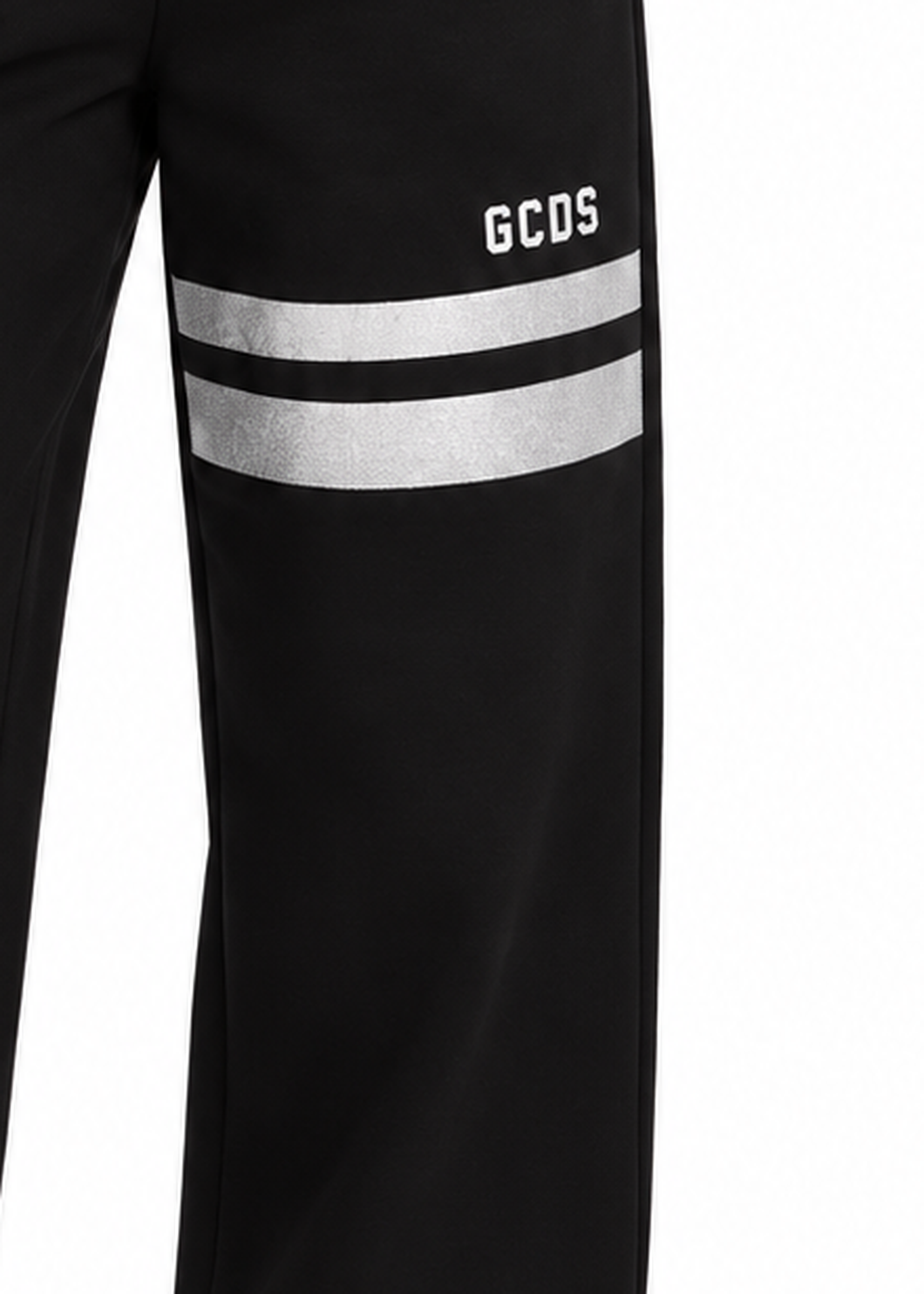 GCDS Pantaloni Neri Bambina in Cotone con Logo Glitter AI26Z0GJQI620F004 dettaglio logo