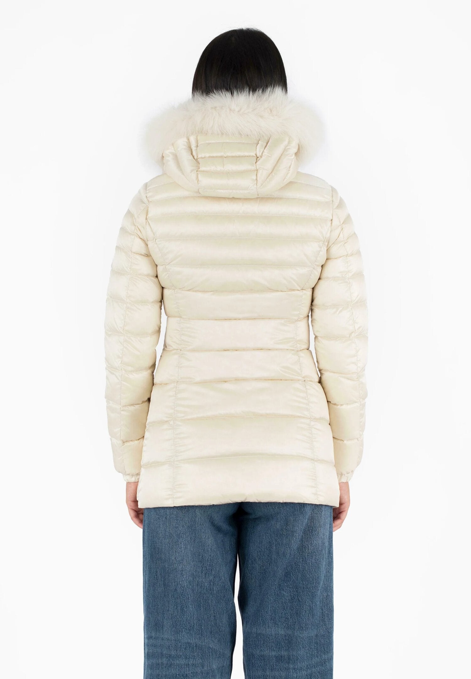 Refrigiwear piumino donna avorio lungo con cappuccio imbottito | CammarataMode