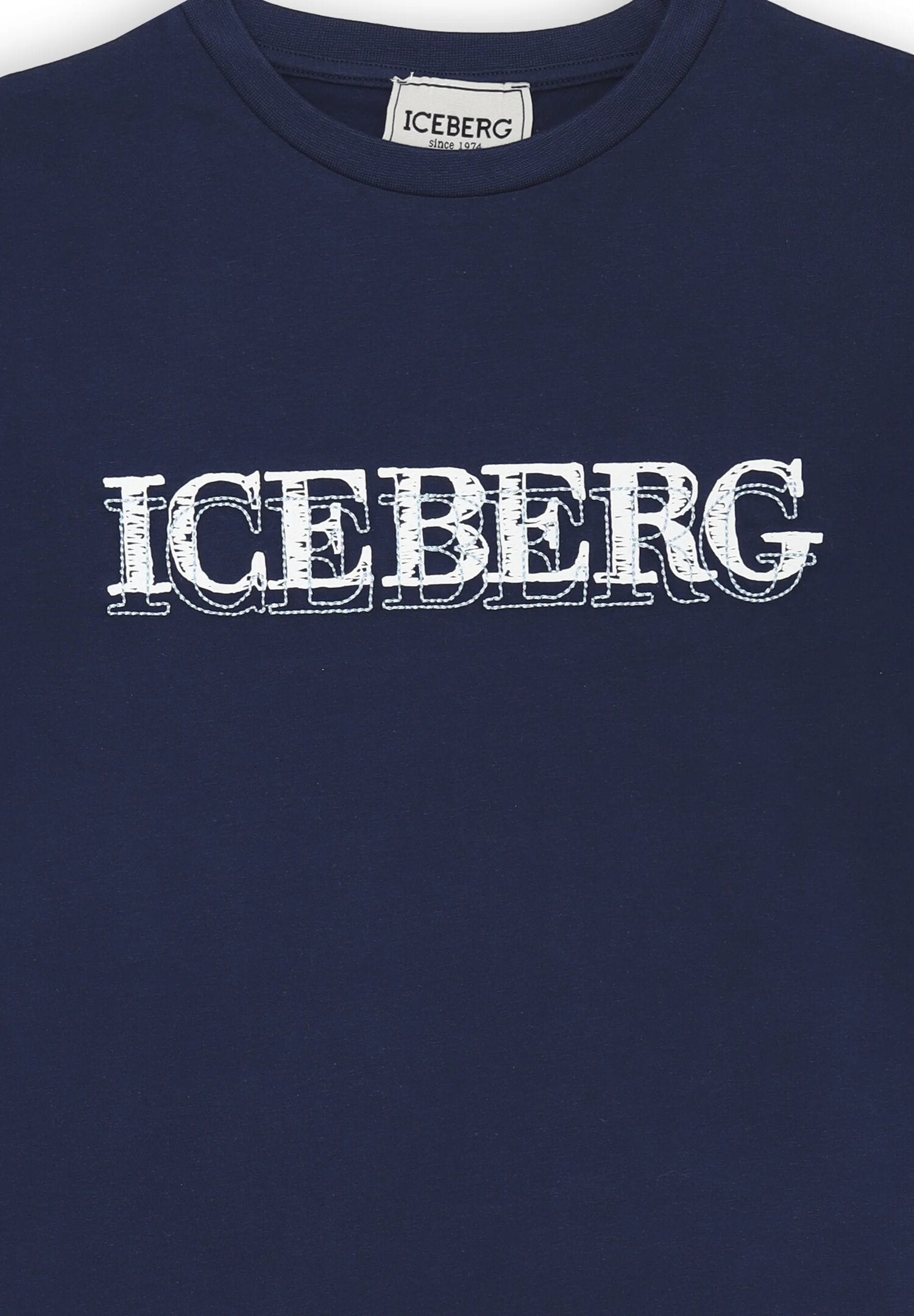 Maglietta blu ICEBERG bambino logo stampato fronte estate 2025 regular fit | CammarataMode
