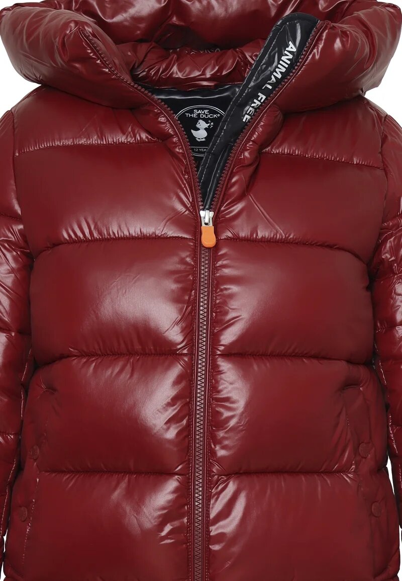 Save The Duck Giubbotto Bambina Bordeaux In Nylon Con Cappuccio Sportivo AI25