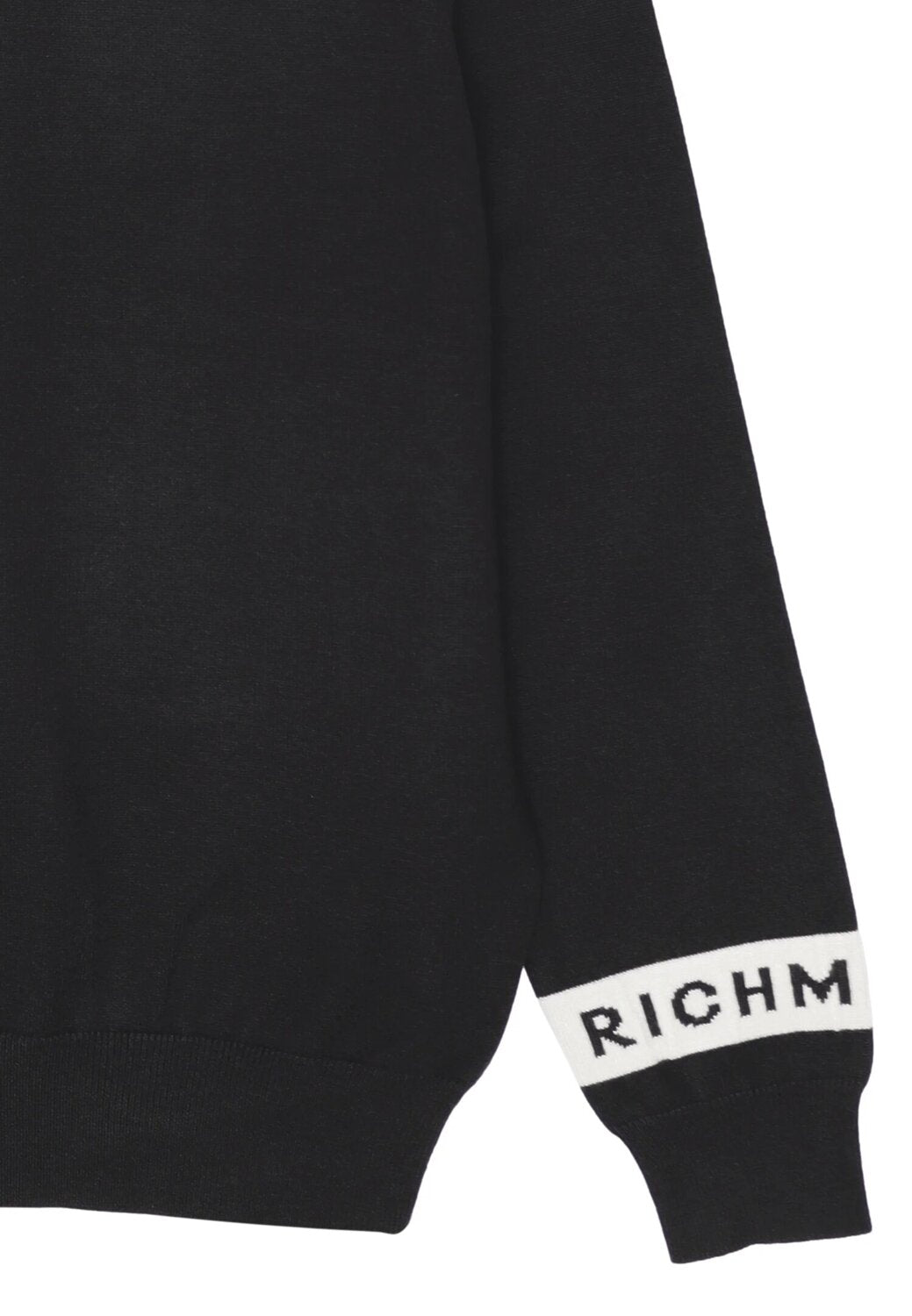 John Richmond maglia uomo lana nera collo tondo polsini logo | CammarataMode