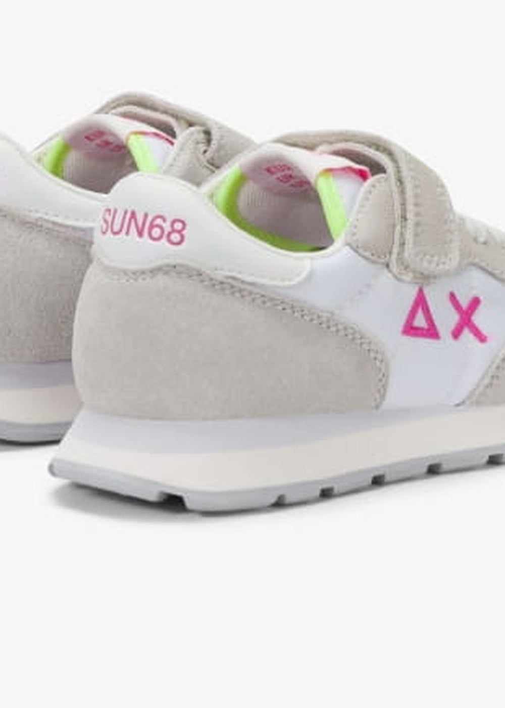 SUN68 Ally Solid Sneakers Bianche Fuxia Bambina con Strappo Z36401K dettaglio tessuto